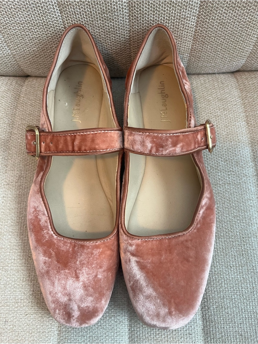 J McLaughlin Macayle pink velvet square toe Maryjane flats sz 7.5 - Picture 3 of 7